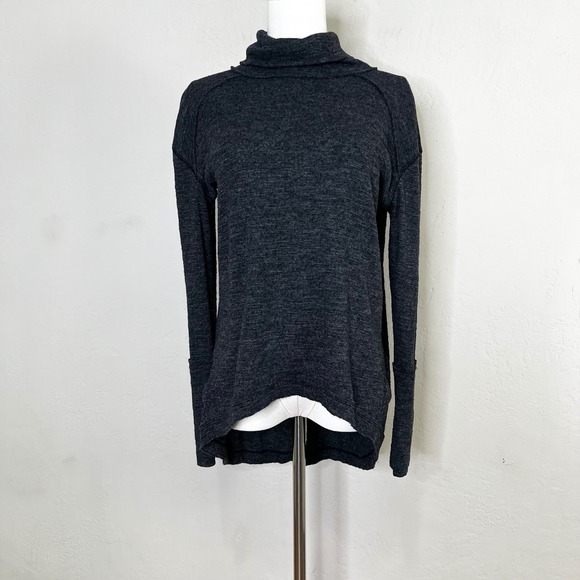 Free People Tops - We the Free People Turtleneck Long Sleeve Split Back Top‎ Knit Gray Size XS